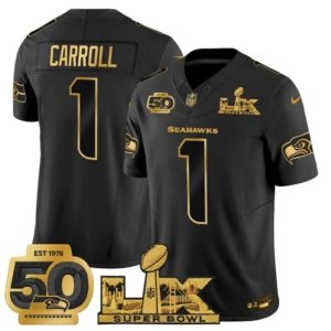 Seahawks Pete Carroll Super Bowl LX Black Gold Vapor Jersey