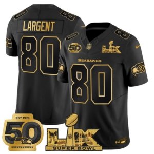 Seahawks Steve Largent Super Bowl LX Black Gold Vapor Jersey