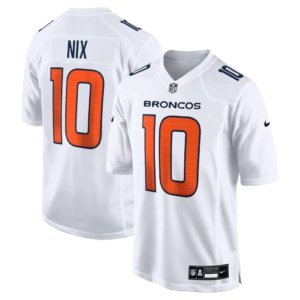 Broncos Bo Nix White Tundra Fashion Jersey