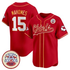 Chiefs Patrick Mahomes Red Baseball Style Jersey
