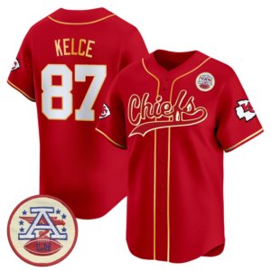 Chiefs Travis Kelce Red Baseball Style Jersey