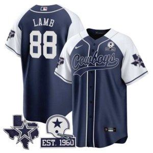 Cowboys CeeDee Lamb Texas Patch Baseball Style Jersey Alternate