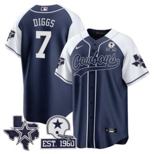 Cowboys Trevon Diggs Texas Patch Baseball Style Jersey Alternate