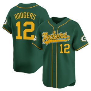 Packers Aaron Rodgers Green Baseball Style Jersey