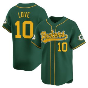 Packers Jordan Love Green Baseball Style Jersey