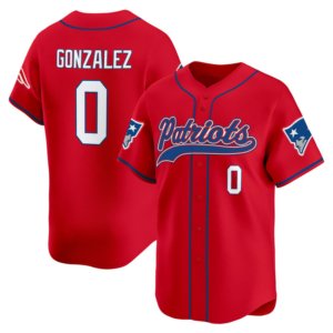 Patriots Christian Gonzalez Baseball Style Jersey Red