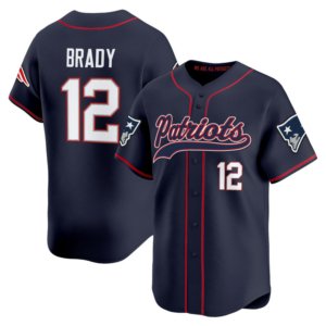 Patriots Tom Brady Baseball Style Jersey Navy