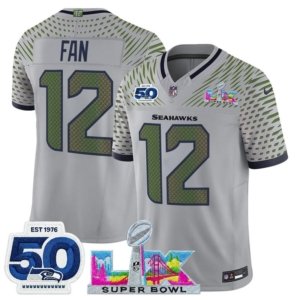 Seahawks 12th Fan LX and 50th Double Patch Jersey Rivalry