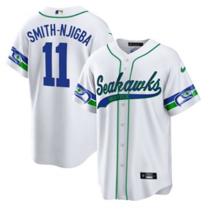 Seahawks Jaxon Smith-Njigba White Baseball Style Jersey