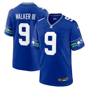Seahawks Kenneth Walker III Jersey Royal Throwback