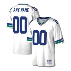 Seahawks Retro Throwback Custom Jersey White