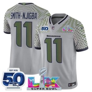 Seahawks Smith-Njigba LX and 50th Double Patch Jersey Rivalry