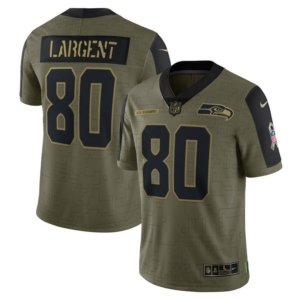 Seahawks Steve Largent Olive Salute to Service Jersey