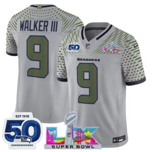 Seahawks Walker III LX and 50th Double Patch Jersey Rivalry