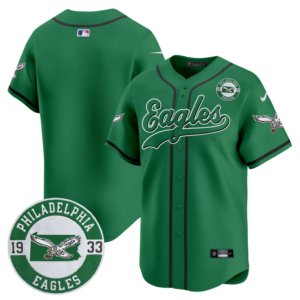 Eagles Team 1933 Patch Kelly Green Baseball Style Jersey