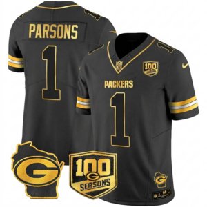 Packers Micah Parsons 100th Season Black Gold Vapor Jersey
