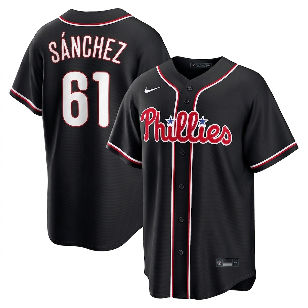 Phillies Cristopher Sanchez Black Out Jersey