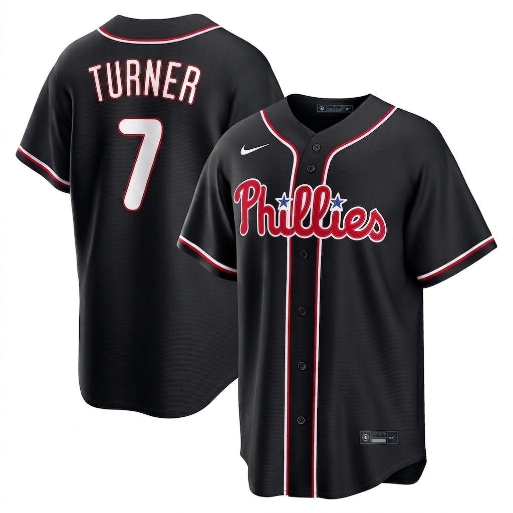 Phillies Trea Turner Black Out Jersey