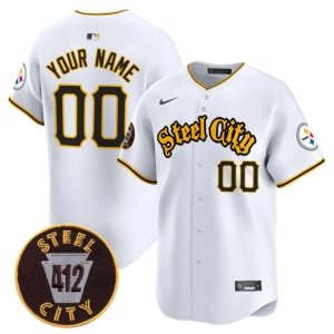 Steelers Custom Name Steel City Baseball Style Jersey White