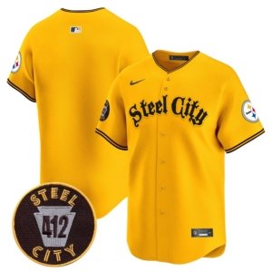 Steelers Team Steel City Baseball Style Jersey Gold
