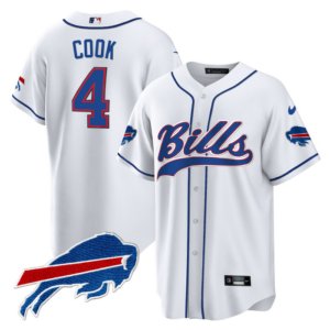 Bills James Cook Baseball Style Jersey White