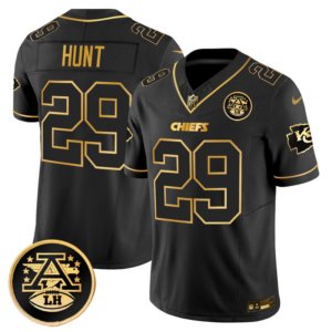 Chiefs Kareem Hunt Black Gold Vapor Jersey
