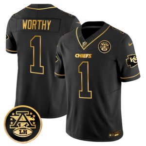 Chiefs Xavier Worthy Black Gold Vapor Jersey