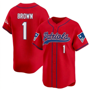 Patriots AJ Brown Baseball Style Jersey Red