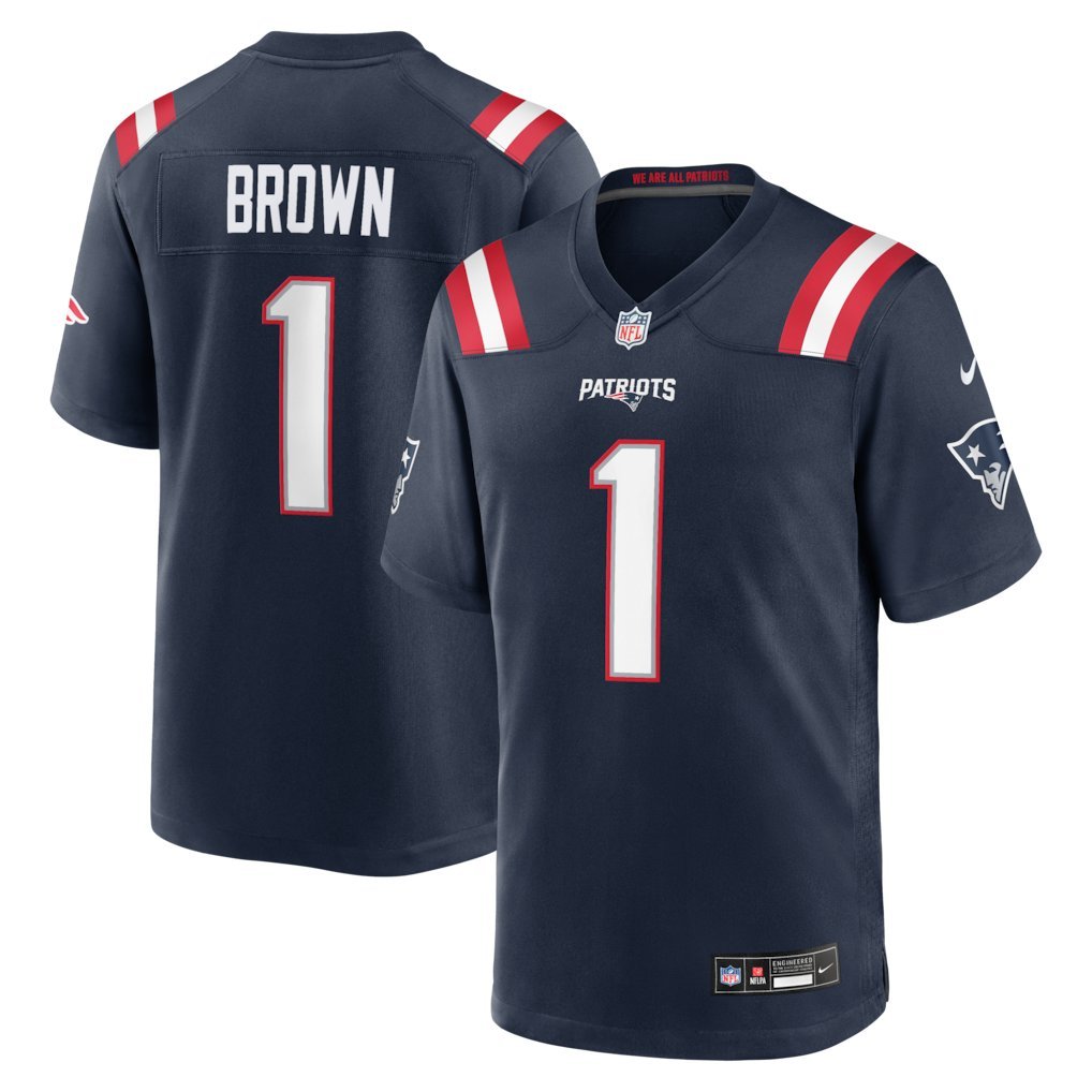 Patriots AJ Brown Jersey Navy