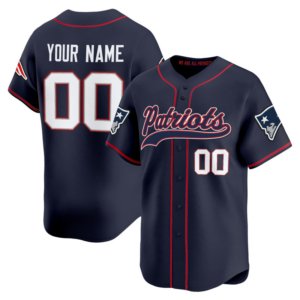 Patriots Custom Baseball Style Jersey Navy