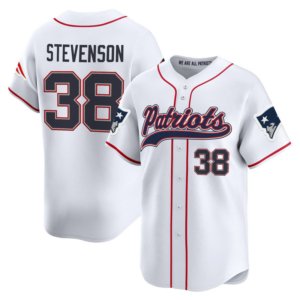 Patriots Rhamondre Stevenson Baseball Style Jersey White