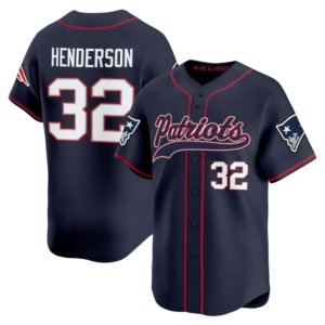 Patriots Treveyon Henderson Baseball Style Jersey Navy