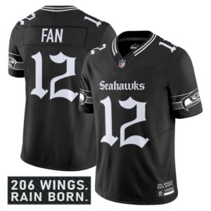 Seahawks 12th Fan Gothic Jersey Black