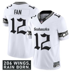 Seahawks 12th Fan Gothic Jersey White