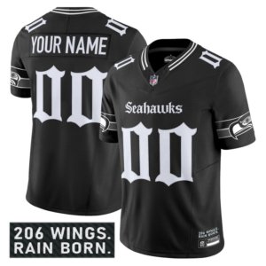 Seahawks Custom Gothic Jersey Black