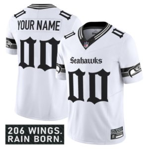 Seahawks Custom Gothic Jersey White