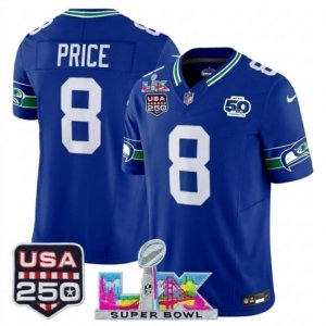 Seahawks Jadarian Price Triple Patch Royal Throwback Vapor Jersey