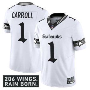 Seahawks Pete Carroll Gothic Jersey White