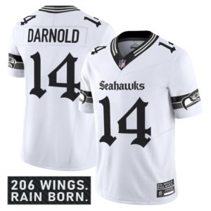 Seahawks Sam Darnold Gothic Jersey White