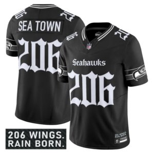 Seahawks Sea Town 206 Gothic Jersey Black