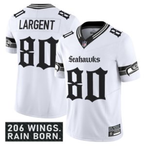 Seahawks Steve Largent Gothic Jersey White