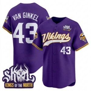 Vikings Andrew Van Ginkel Skol Baseball Style Jersey Purple
