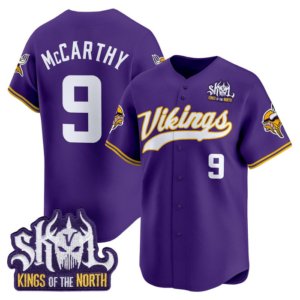 Vikings JJ McCarthy Skol Baseball Style Jersey Purple