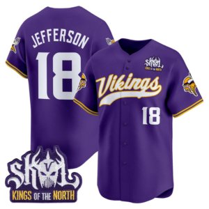 Vikings Justin Jefferson Skol Baseball Style Jersey Purple