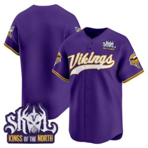 Vikings Team Skol Baseball Style Jersey Purple