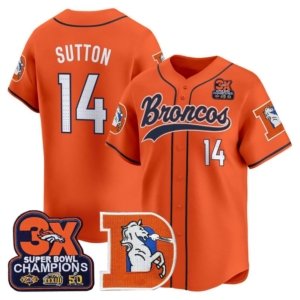 Broncos Courtland Sutton Baseball Style Jersey Orange
