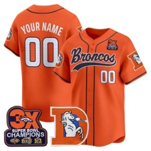 Broncos Custom Baseball Style Jersey Orange