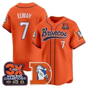 Broncos John Elway Baseball Style Jersey Orange