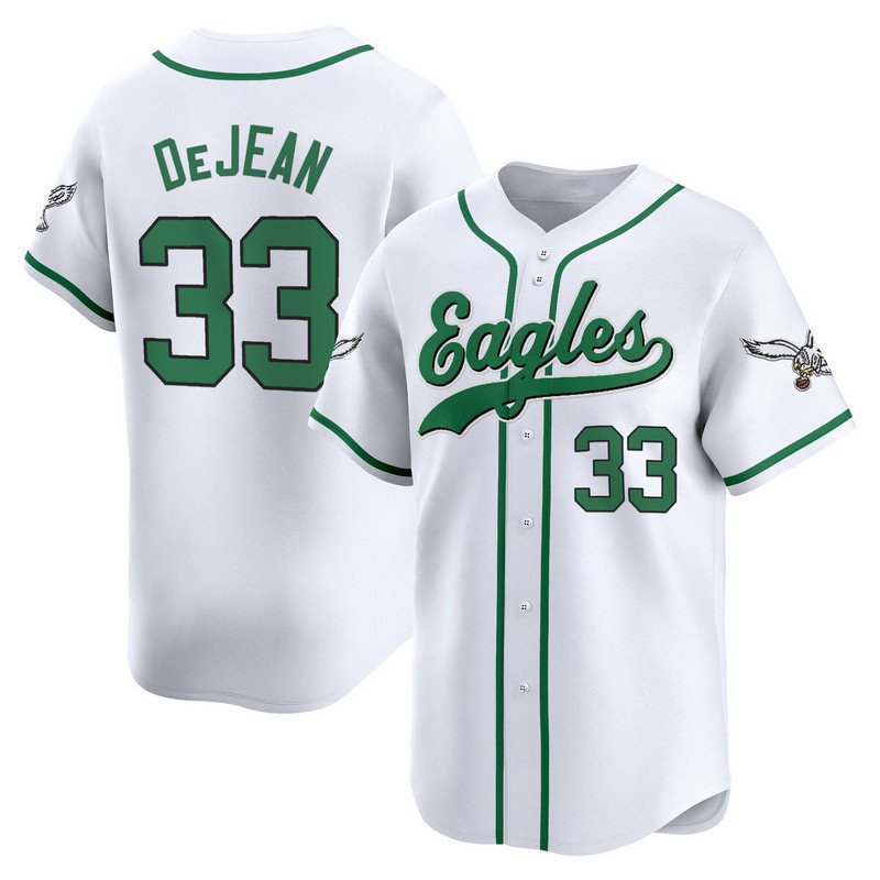 Eagles Cooper DeJean Kelly White Baseball Style Jersey