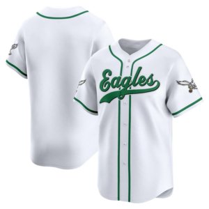 Eagles Team Kelly White Baseball Style Jersey
